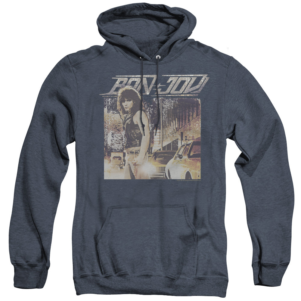 Bon Jovi Runaway Jon Heather Mens Hoodie Navy