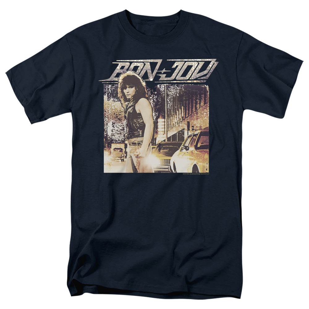Bon Jovi Runaway Jon Mens T Shirt Navy