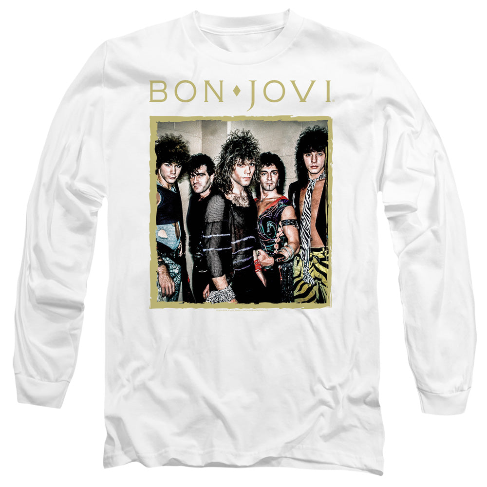 Bon Jovi Framed Mens Long Sleeve Shirt White Officially Licensed