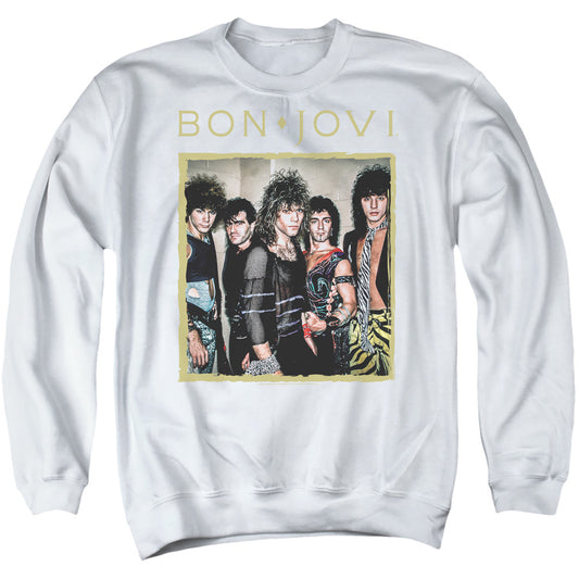 Bon Jovi Framed Mens Crewneck Sweatshirt White Officially Licensed