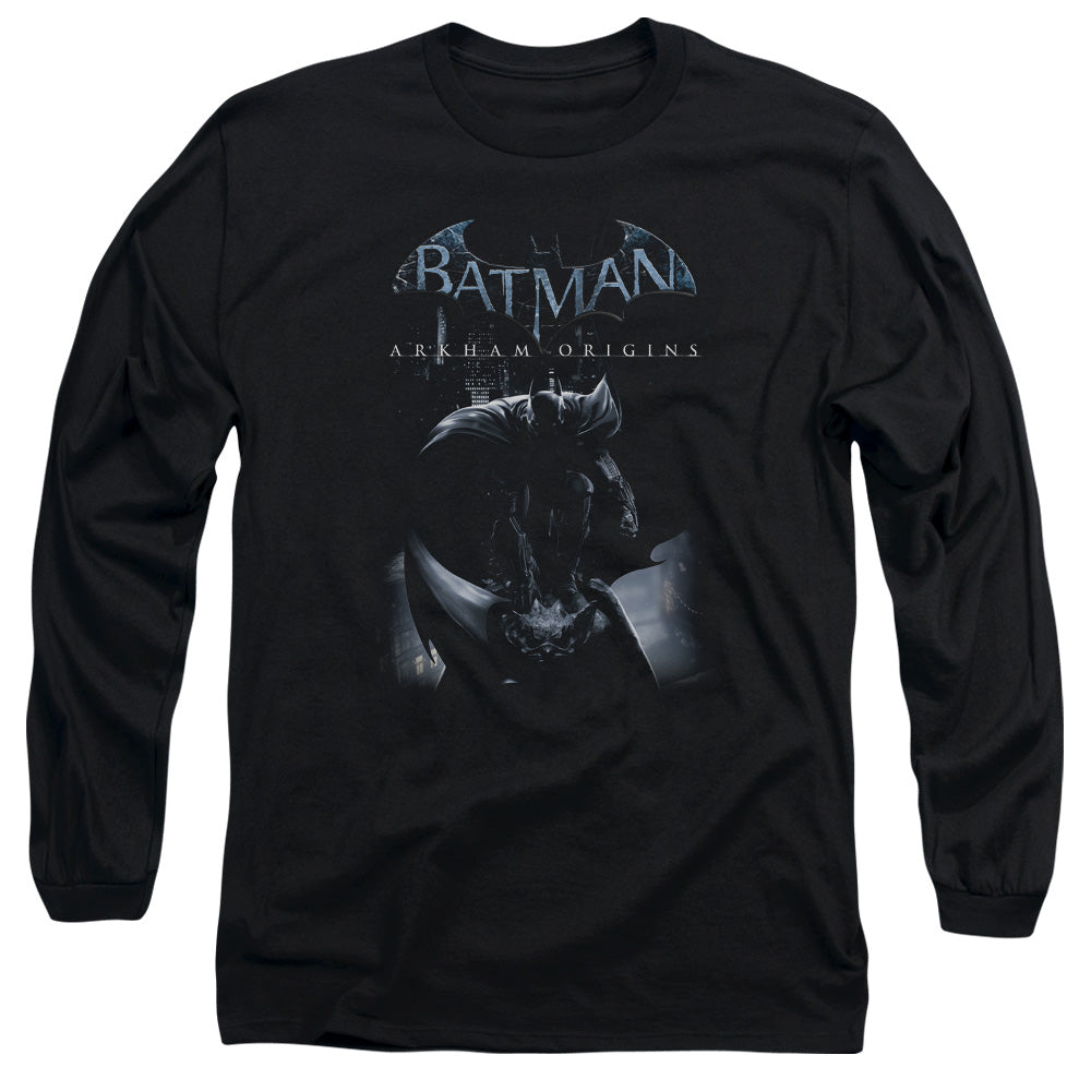 Batman Arkham Origins Perched Cat Mens Long Sleeve Shirt Black