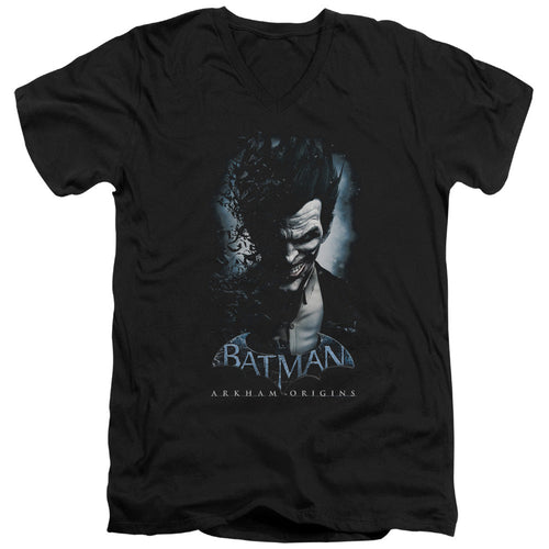 Batman Arkham Origins Joker Mens Slim Fit V Neck T Shirt Black