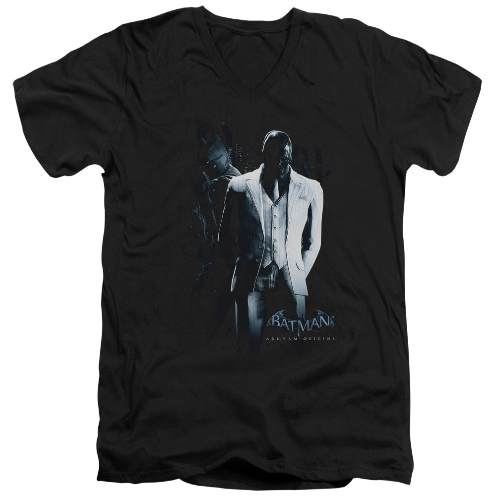 Batman Arkham Origins Black Mask Mens Slim Fit V Neck T Shirt Black