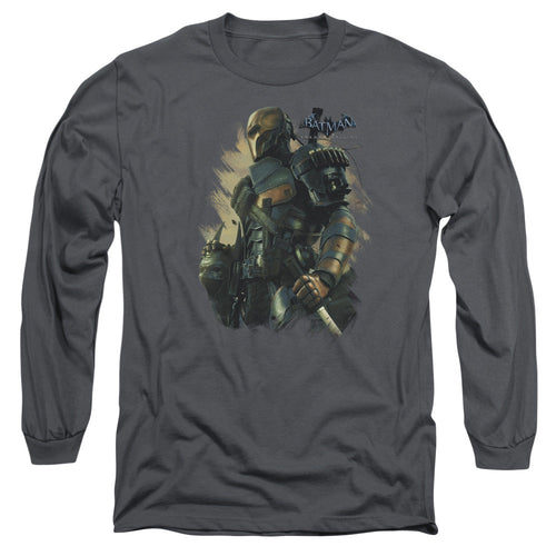 Batman Arkham Origins Deathstroke Mens Long Sleeve Shirt Charcoal