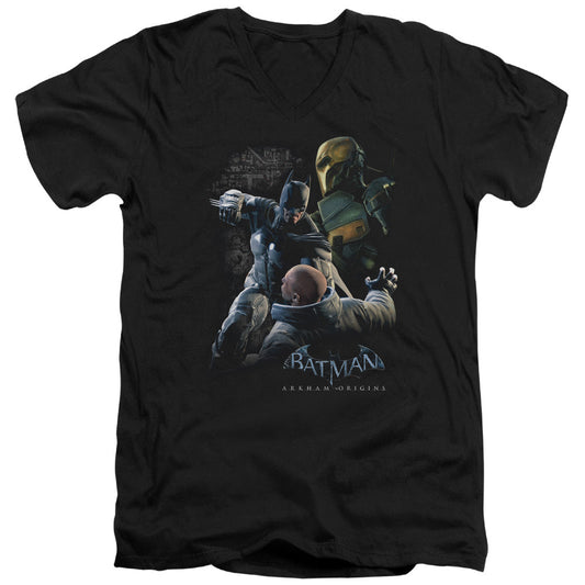 Batman Arkham Origins Punch Mens Slim Fit V Neck T Shirt Black