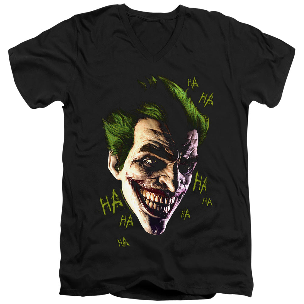 Batman Arkham Origins Joker Grim Mens Slim Fit V Neck T Shirt Black