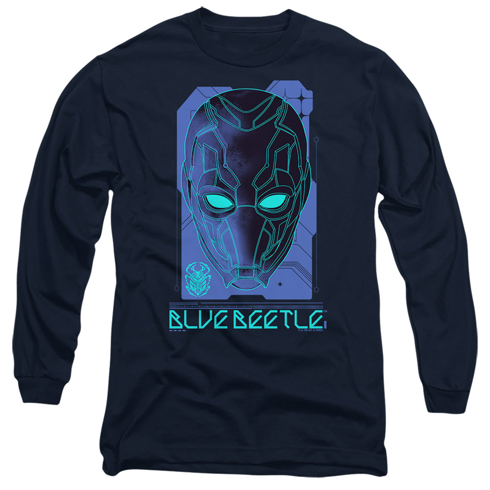 Blue Beetle (2023) Large Mask Mens Long Sleeve Shirt Navy Officially Licensed