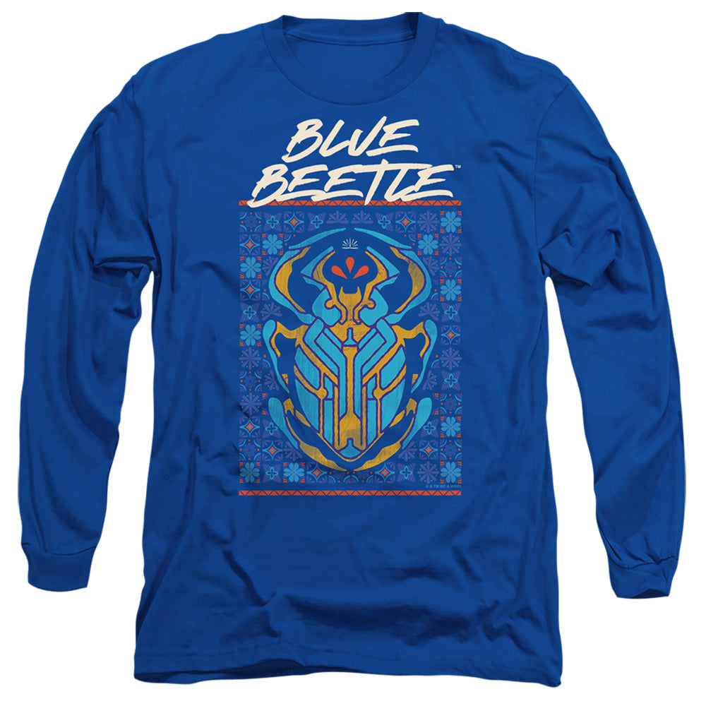 Blue Beetle (2023) Stylized Scarab Mens Long Sleeve Shirt Royal Officially Licensed