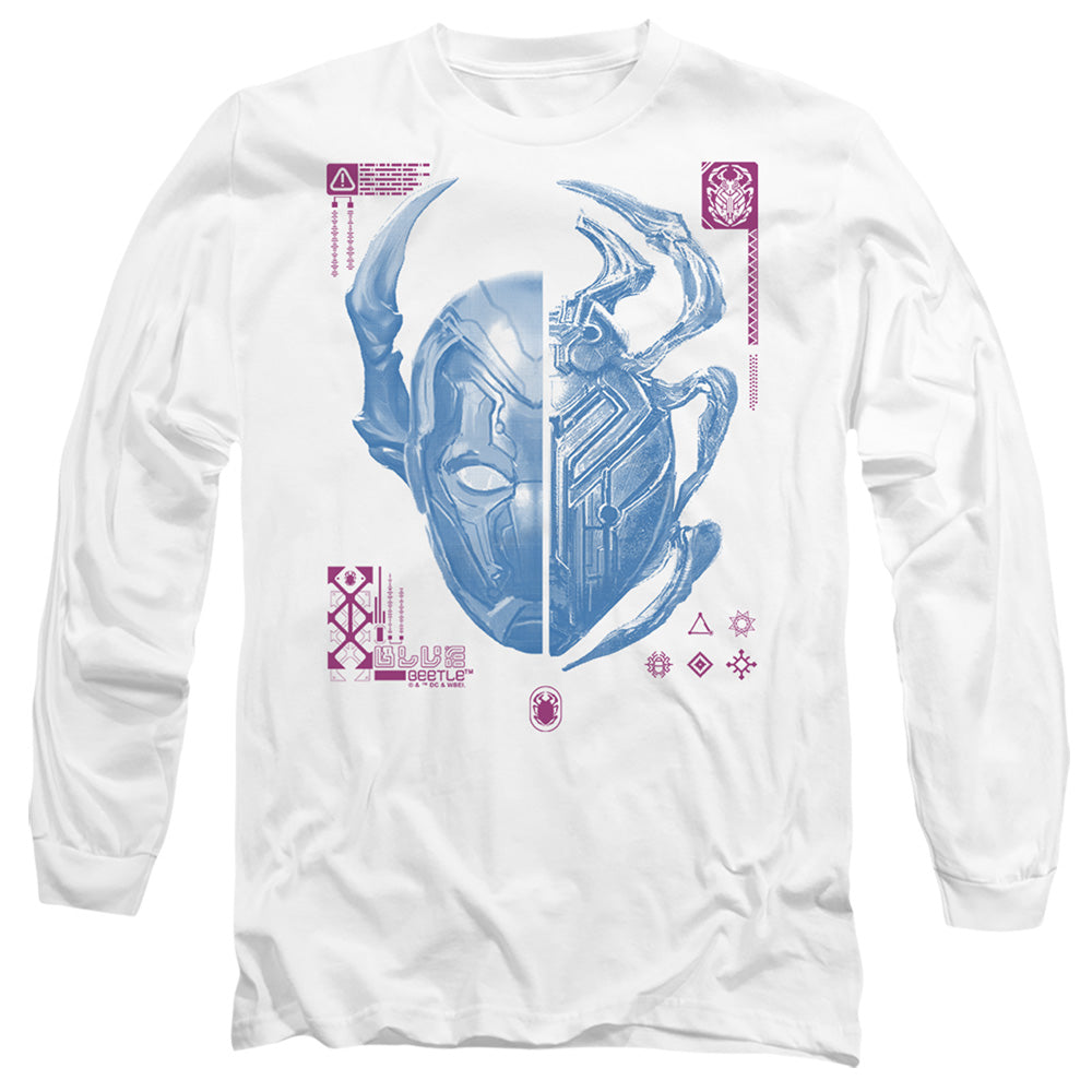 Blue Beetle (2023) Split Beetle Mens Long Sleeve Shirt White Officially Licensed