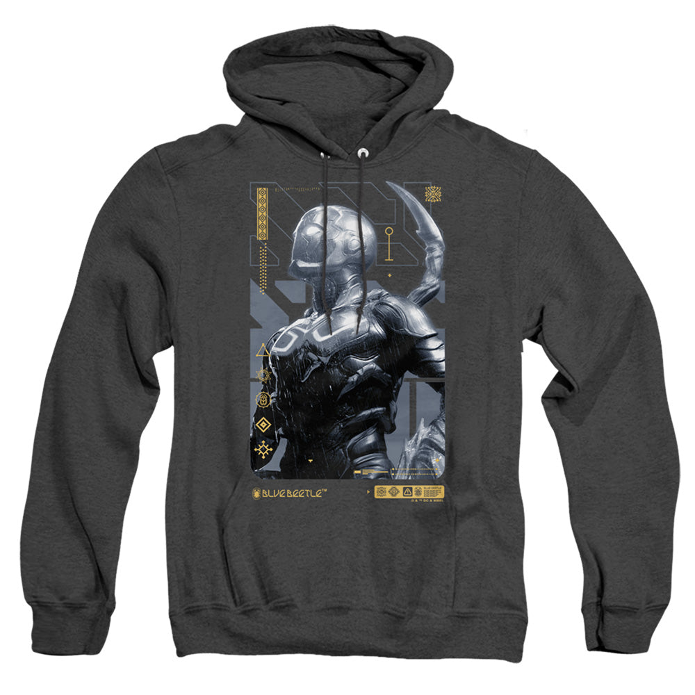 Blue Beetle (2023) Beetle Heads Up Heather Mens Hoodie Black