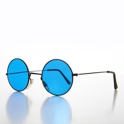 Round Circle Sunglass with Blue Tinted Lens - Benji