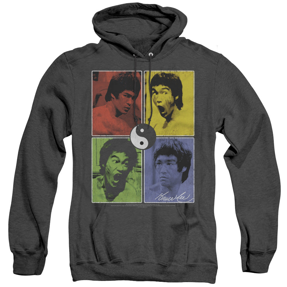 Bruce Lee Enter Color Block Heather Mens Hoodie Black