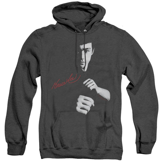 Bruce Lee The Dragon Awaits Heather Mens Hoodie Black