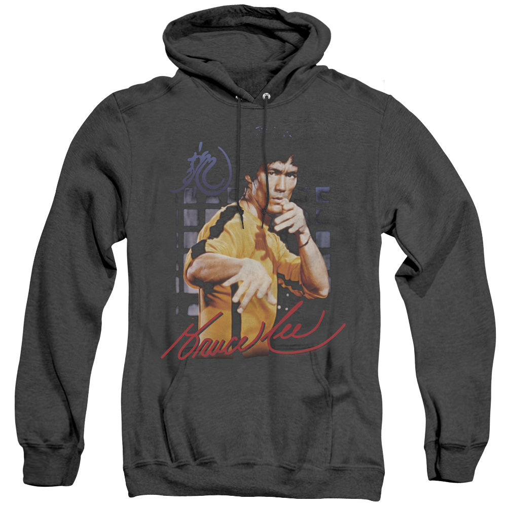 Bruce Lee Yellow Jumpsuit Heather Mens Hoodie Black
