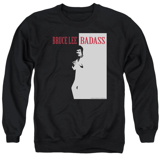 Bruce Lee Badass Mens Crewneck Sweatshirt Black Officially Licensed