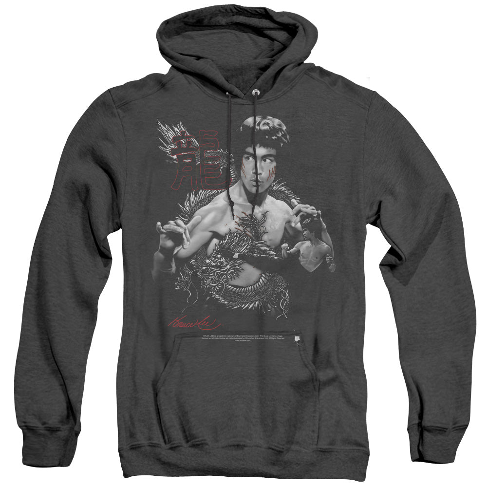 Bruce Lee The Dragon Heather Mens Hoodie Black