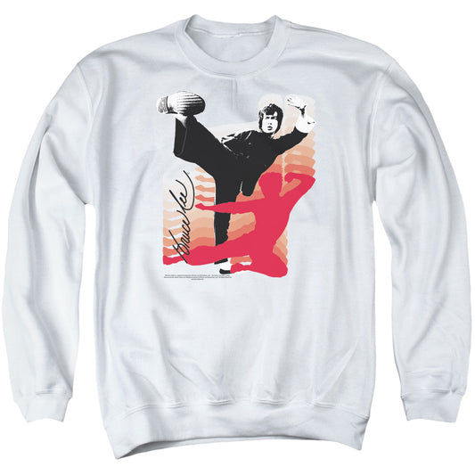 Bruce Lee Kick It Mens Crewneck Sweatshirt White Officially Licensed