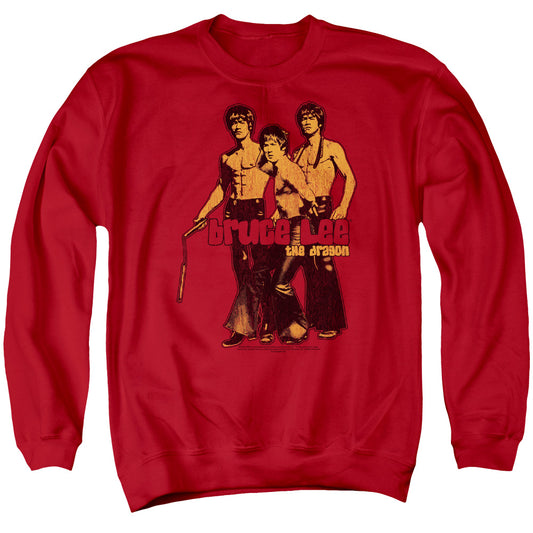 Bruce Lee Nunchucks Mens Crewneck Sweatshirt Red Officially Licensed