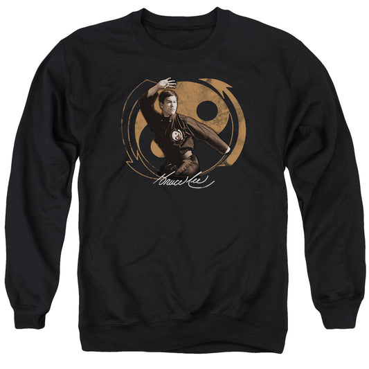 Bruce Lee Jeet Kun Do Pose Mens Crewneck Sweatshirt Black Officially Licensed