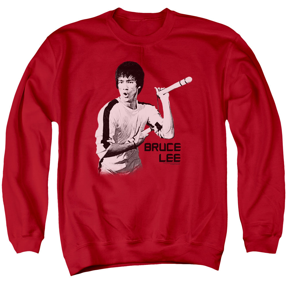 Bruce Lee Nunchucks Mens Crewneck Sweatshirt Red Officially Licensed