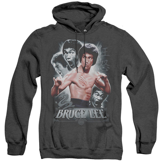 Bruce Lee Inner Fury Heather Mens Hoodie Black