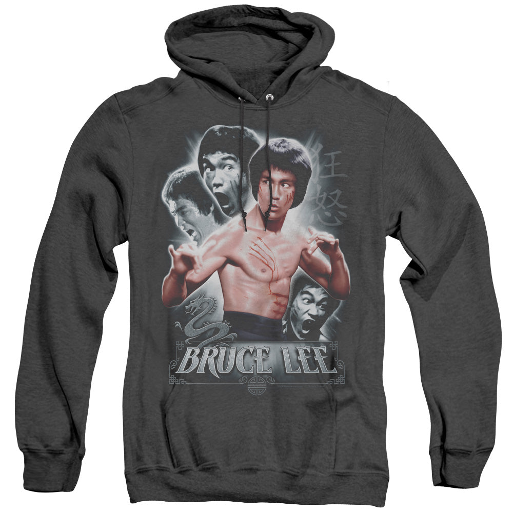 Bruce Lee Inner Fury Heather Mens Hoodie Black