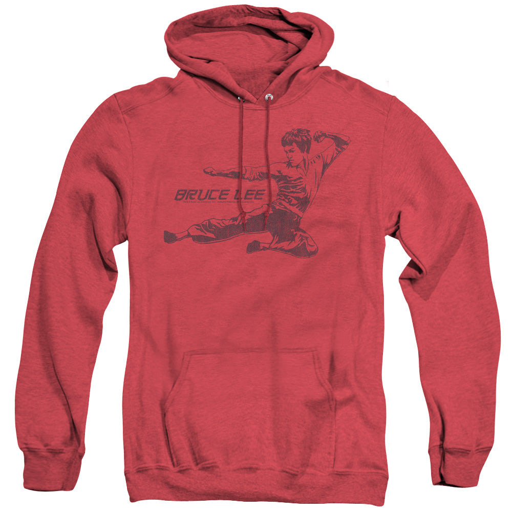 Bruce Lee Line Kick Heather Mens Hoodie Red