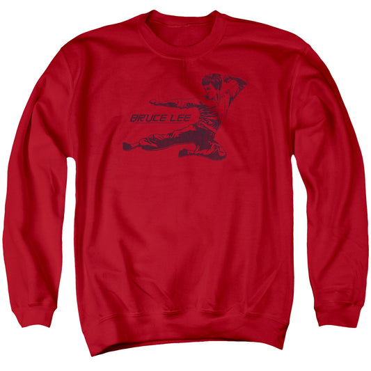 Bruce Lee Line Kick Mens Crewneck Sweatshirt Red Officially Licensed