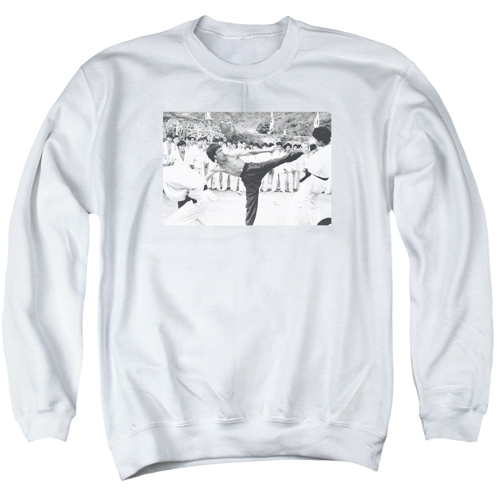Bruce Lee Kick To The Head Mens Crewneck Sweatshirt White Officially Licensed