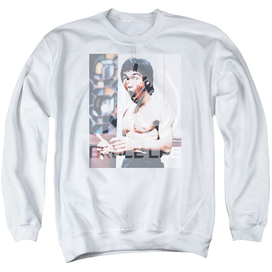 Bruce Lee Revving Up Mens Crewneck Sweatshirt White Officially Licensed