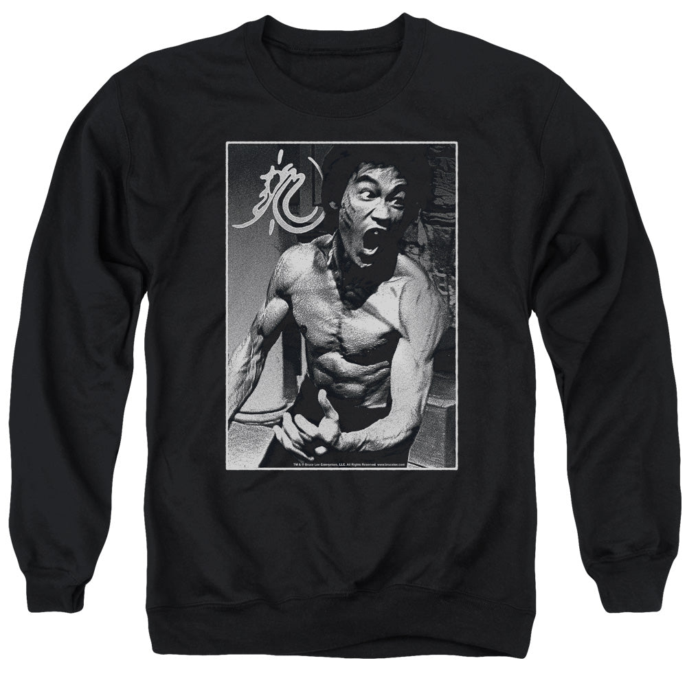 Bruce Lee Focused Rage Mens Crewneck Sweatshirt Black Officially Licensed