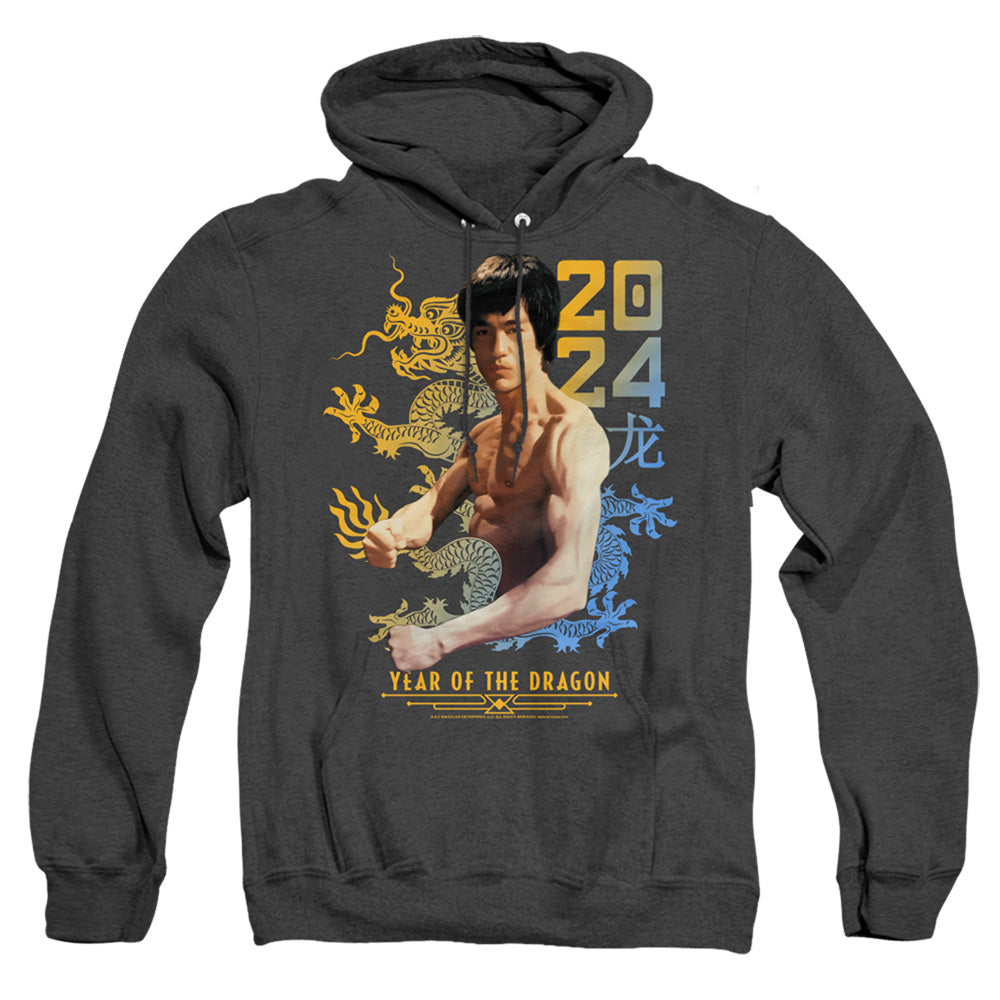 Bruce Lee Two Tone Year Of The Dragon Heather Mens Hoodie Black