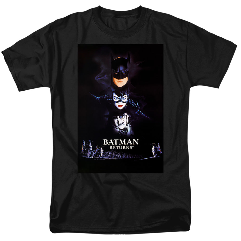 Batman Returns Batman Catwoman Penguin Poster Mens T Shirt Black