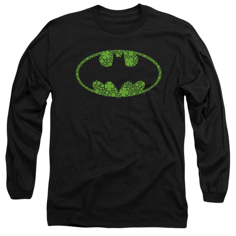 Batman St. Patrick'S Day Shamrock Logo Mens Long Sleeve Shirt Black
