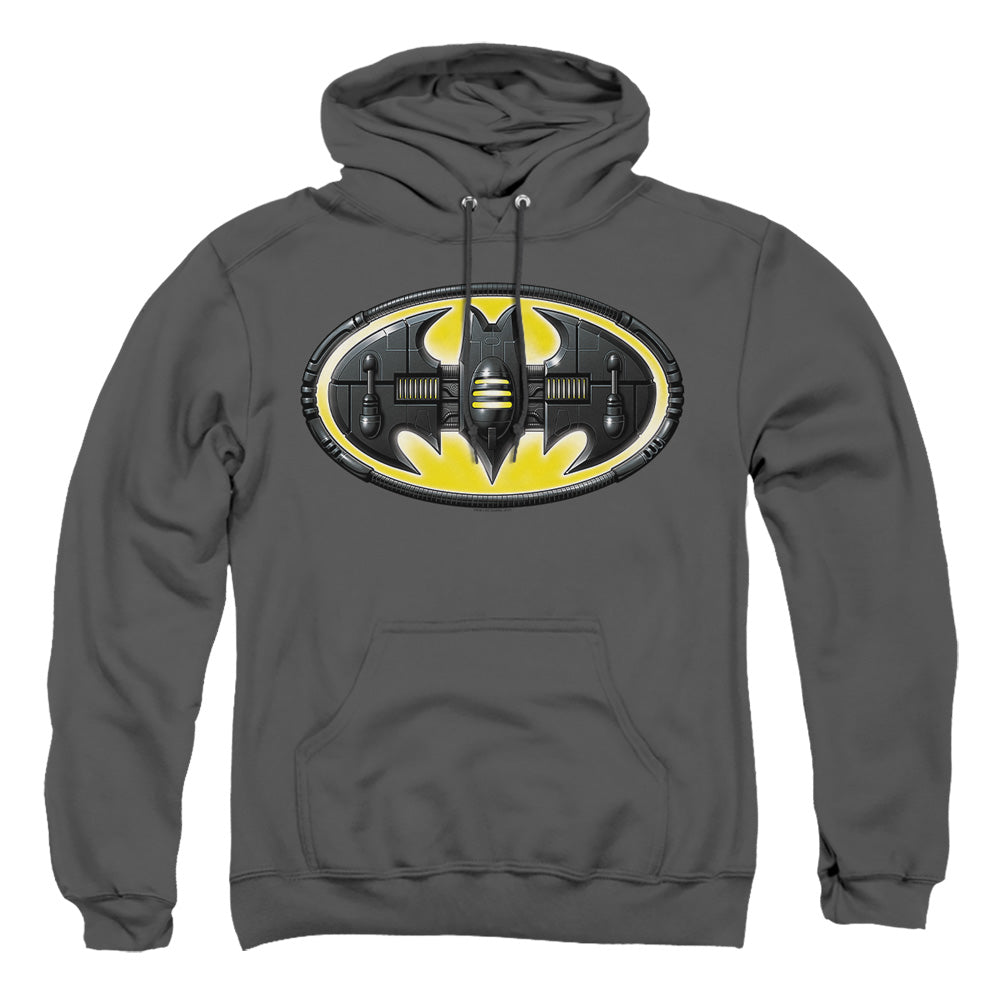Batman Bat Mech Logo Mens Hoodie Charcoal