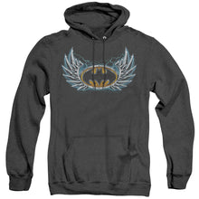 Load image into Gallery viewer, Batman Steel Wings Logo Heather Mens Hoodie Black
