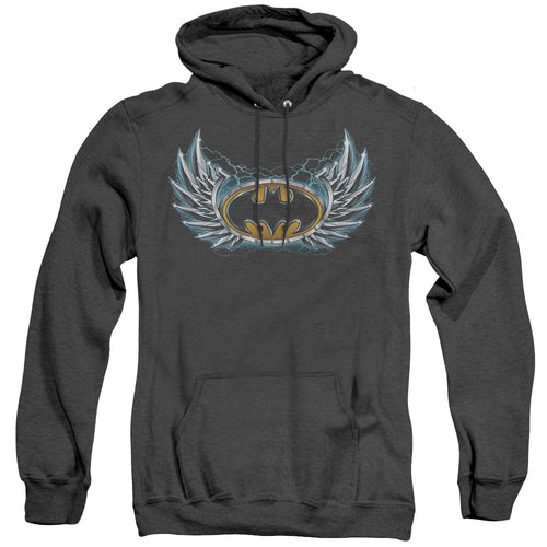 Batman Steel Wings Logo Heather Mens Hoodie Black