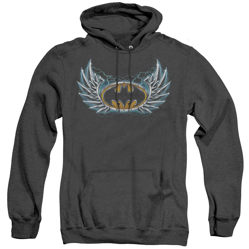 Batman Steel Wings Logo Heather Mens Hoodie Black