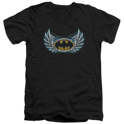 Batman Steel Wings Logo Mens Slim Fit V Neck T Shirt Black