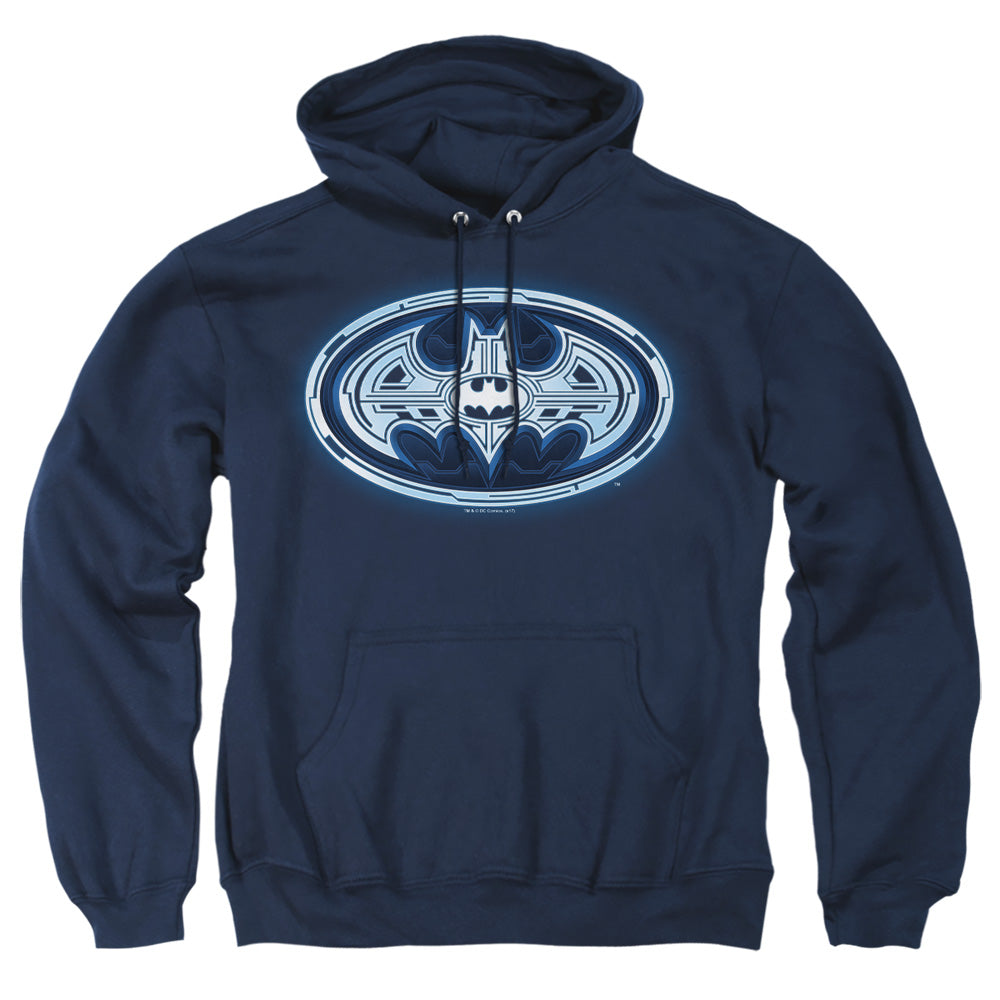 Batman Cyber Bat Shield Mens Hoodie Navy