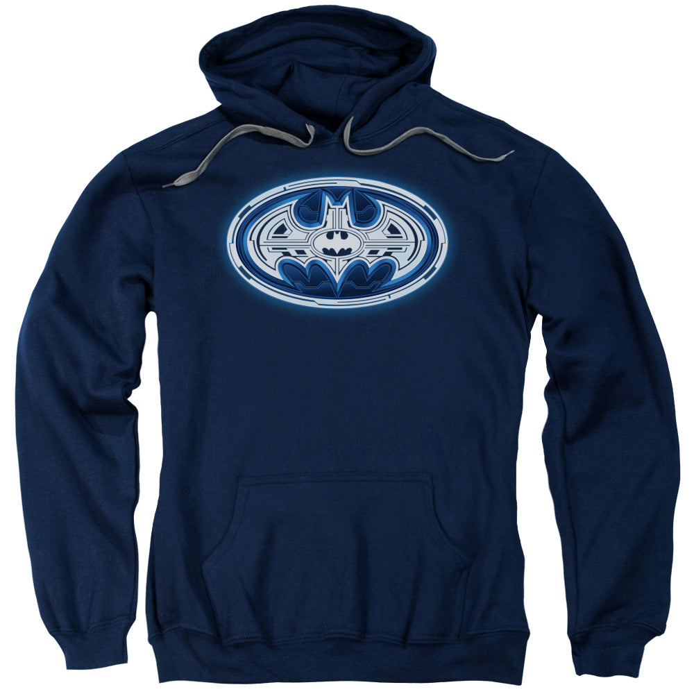 Batman Cyber Bat Shield Mens Hoodie Navy Blue