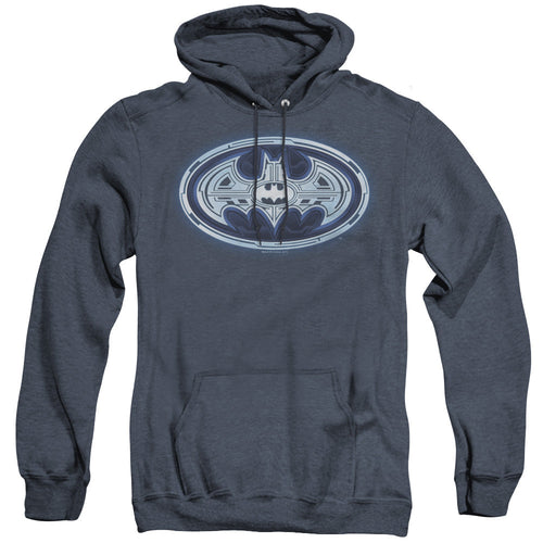 Batman Cyber Bat Shield Heather Mens Hoodie Navy Blue