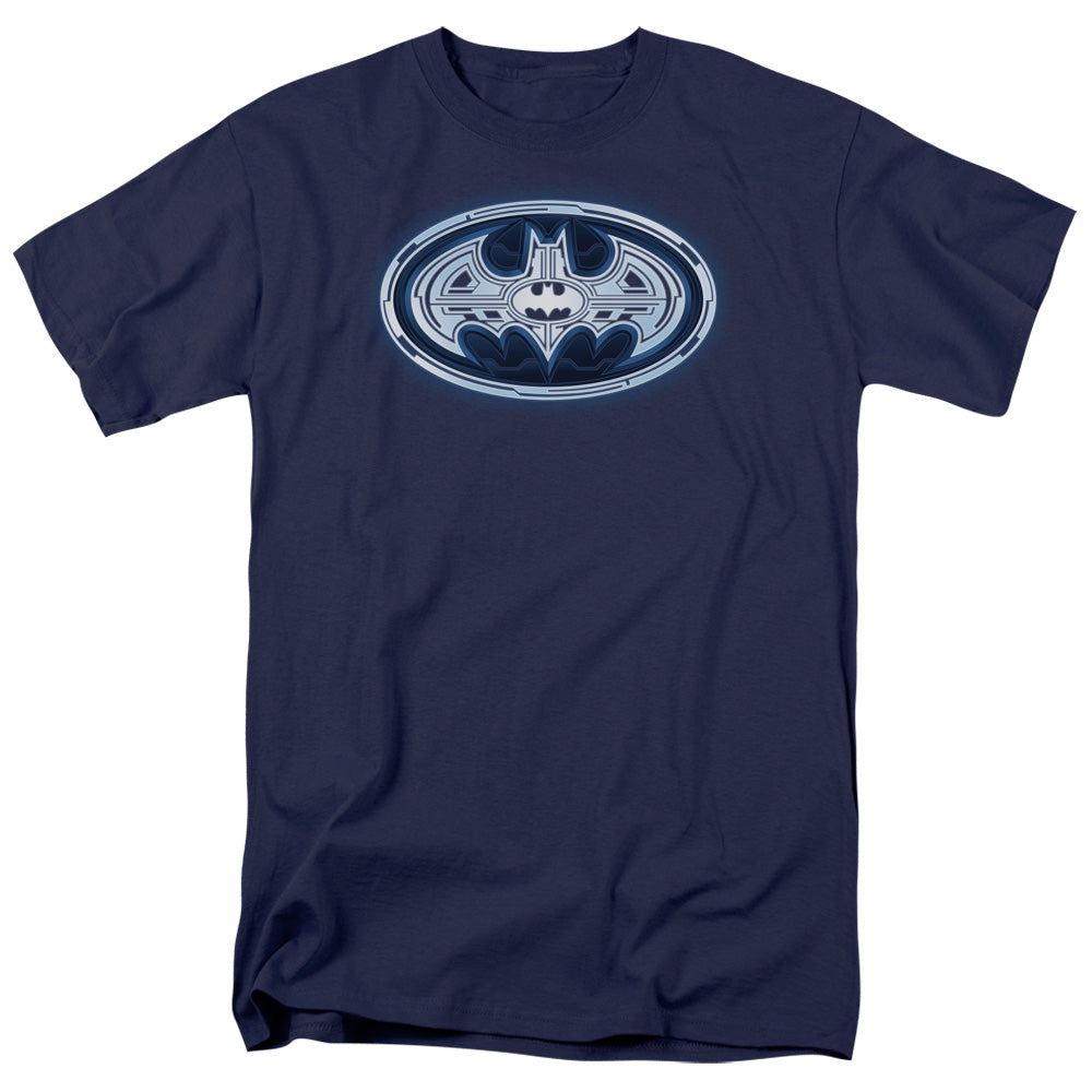 Batman Cyber Bat Shield Mens T Shirt Navy