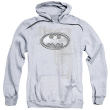 Load image into Gallery viewer, Batman Rivited Metal Logo Mens Hoodie Athletic Heather

