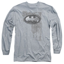Load image into Gallery viewer, Batman Rivited Metal Logo Mens Long Sleeve Shirt Athletic Heather

