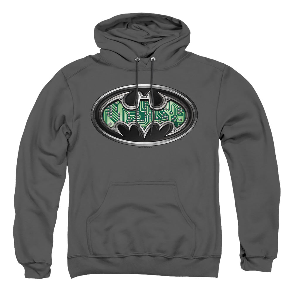 Batman Circuitry Shield Mens Hoodie Charcoal