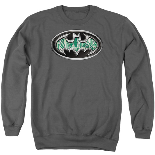 Batman Circuitry Shield Mens Crewneck Sweatshirt Charcoal