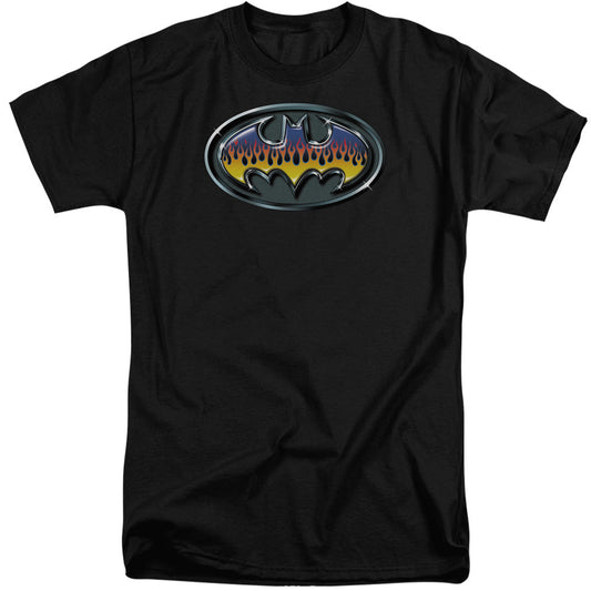 Batman Hot Rod Shield Mens Tall T Shirt Black