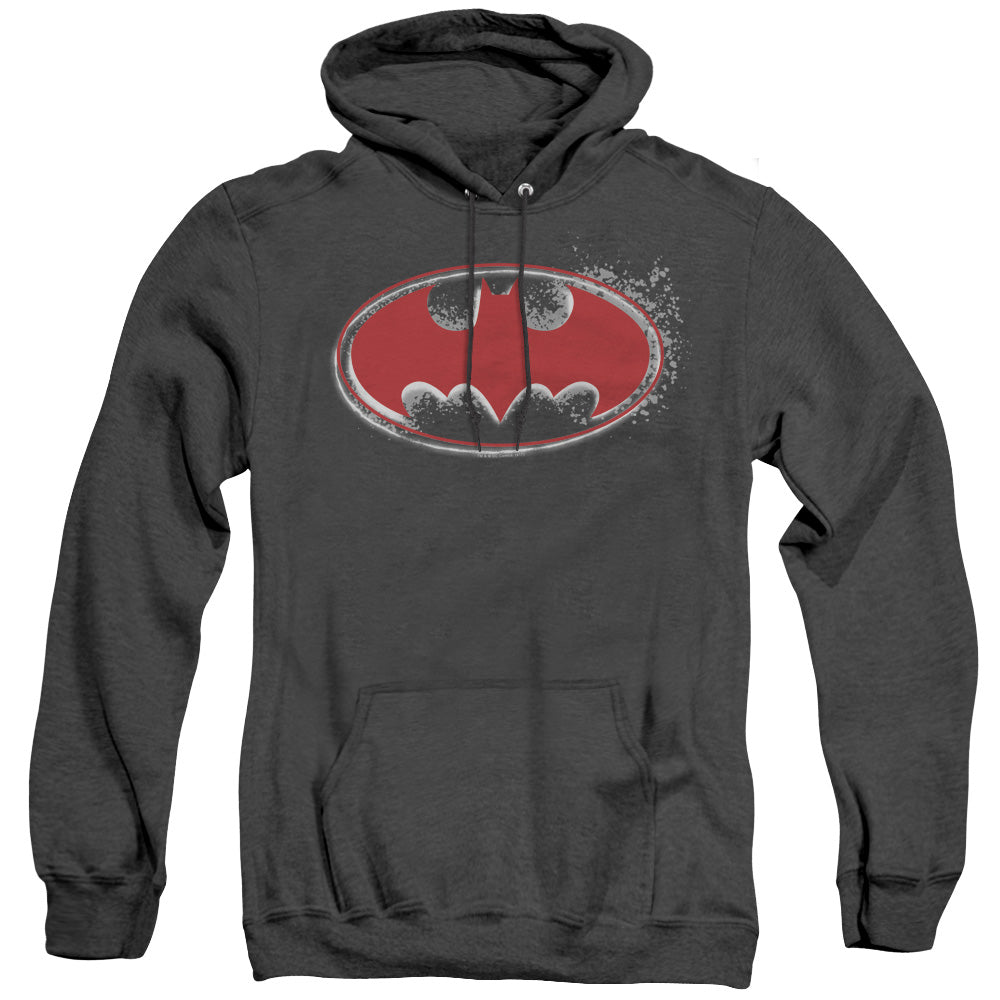 Batman Hardcore Noir Bat Logo Heather Mens Hoodie Black
