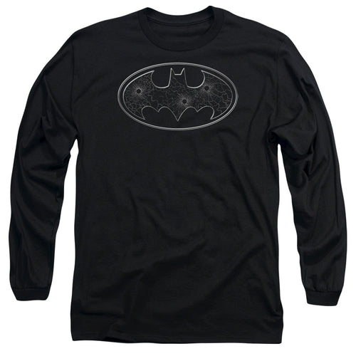 Batman Glass Hole Logo Mens Long Sleeve Shirt Black
